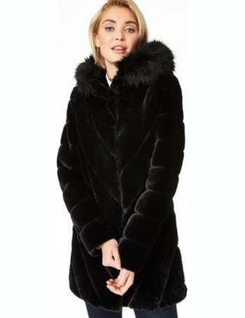 calvin klein black fur coat