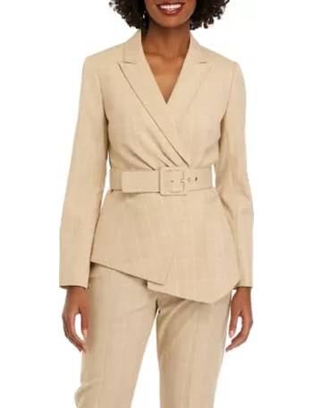 Tahari Asl Women's Houndstooth Belted Asymmetrical Jacket