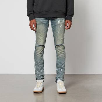 Purple Brand P002 Paint-splattered Faded Stretch-denim Skinny