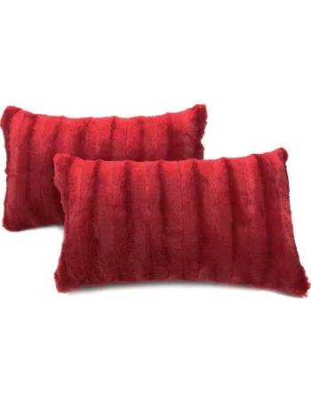 Cheer Collection Set of 2 Embossed Faux Fur Throw Pillows 22 x 22 