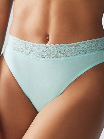 Cotton Essentials Lace-Trim High-Leg Bikini Panty
