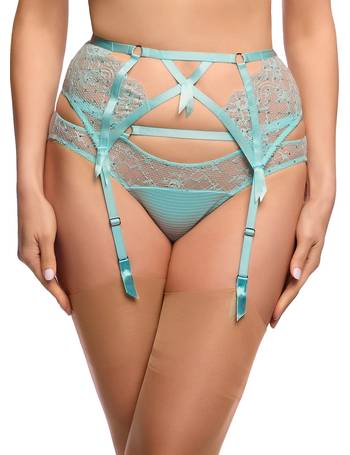 Dita Von Teese Savoir Faire Sheer Lace Balconette Underwire Bra, G-String &  Suspender Belt