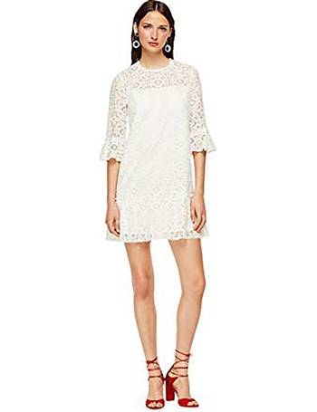 Feather Trim Crepe Shift Dress