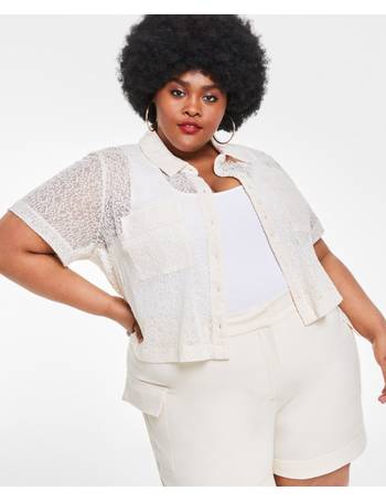 Nina Parker Trendy Plus Size Mesh Panel Bodysuit, Created for Macy's -  Macy's