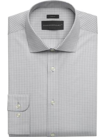 Michael Strahan Men's 4-Way Stretch Slim Fit Dress Shirt White Fancy - Size: M 32/33