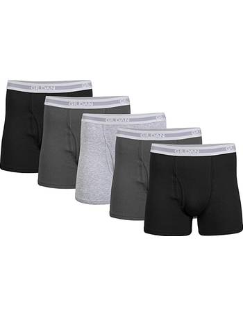 Gildan Men's Regular Leg Boxer Brief Multipack, Black (5, Black, Size Medium