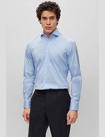 BOSS - Longline regular-fit shirt in easy-iron cotton poplin