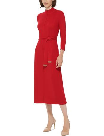 Calvin Klein Women's 3/4-Sleeve Asymmetric Sheath Dress - Macy's