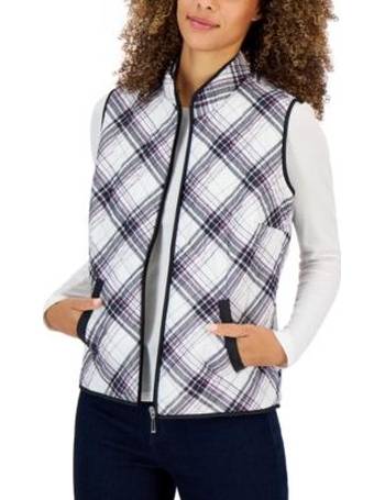 Karen Scott Womens Sherpa Trim Zip-Front Outerwear Vest 