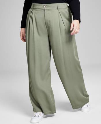 And Now This Trendy Plus Size Faux-Leather Wide-Leg Cargo Pants - Macy's