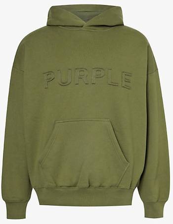 Purple Brand Cotton Fleece Logo Print Distressed Oversized Fit