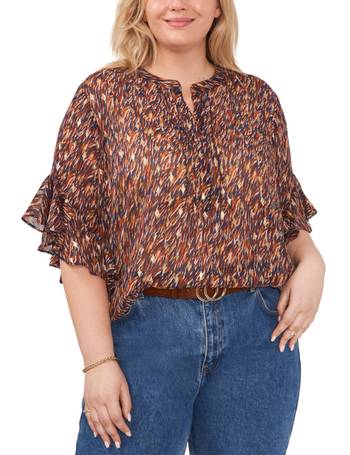 VINCE CAMUTO Split Neck Ruffle Sleeve Blouse