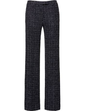 Icie Pants - High Waisted Tweed Wide Leg Pants in White & Black