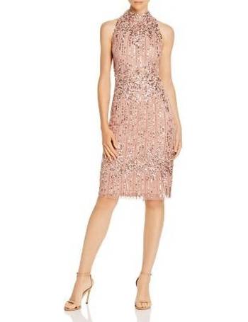 adrianna papell embellished halter sheath dress