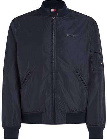 Tommy Hilfiger Men's th Monogram Leather Varsity Jacket - Blue - XL