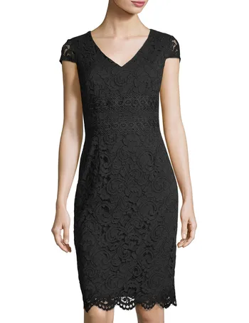 tahari asl stretch lace sheath dress