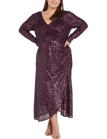 Nightway plus size outlet sequined mesh gown