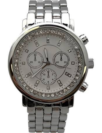 Olivia Pratt Silver Rhinestones Metal Band Women Watch