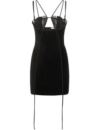 Mini Fitted Dress with Volute Padded Bra Black