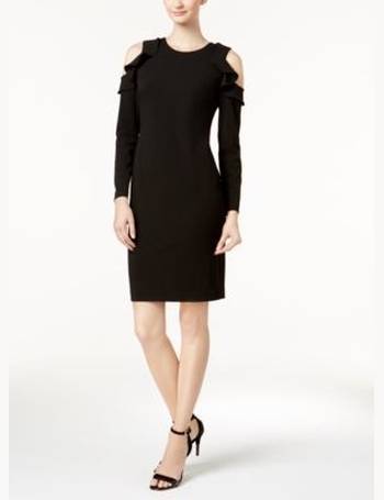 calvin klein cold shoulder scuba sheath dress