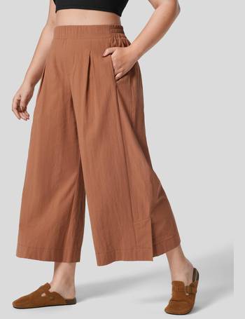 Women's High Waisted Tie Front Split Hem Palazzo Wide Leg Flowy Casual Plus  Size Pants - Halara