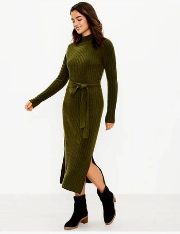 Loft Petite Ribbed Turtleneck Midi Sweater Dress