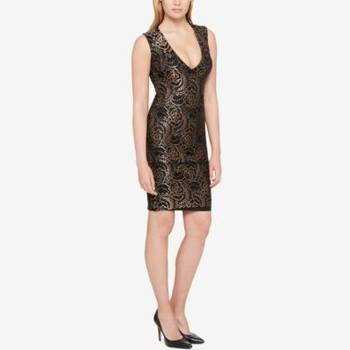 guess metallic lace bodycon dress