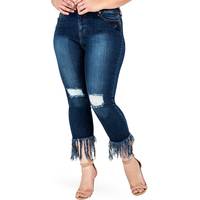 Neiman Marcus Women's Frayed Hem Jeans