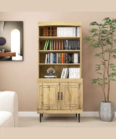 72'' Kitchen Storage Cabinet with Doors and Adjustable Shelves