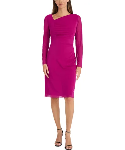 Maggy London Women's Asymmetric-Neck Long-Sleeve Bodycon Dress