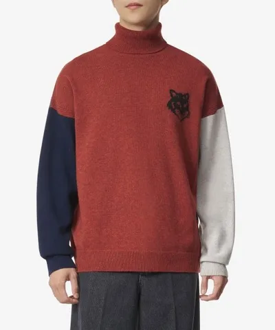maisonkitsune Men's Fox Head Intarsia Comfort High Neck Knit