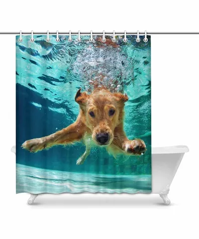 EREHome Labrad Retriever Puppy Dog Underwater Art Decor Shower Curtain 60x72 inch
