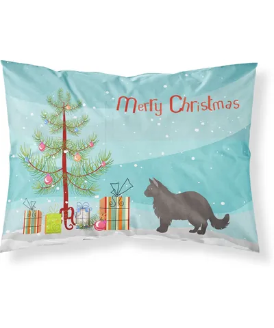 Caroline's Treasures CK4738PILLOWCASE York Chocolate #2 Cat Merry Christmas Fabric Standard Pillowcase