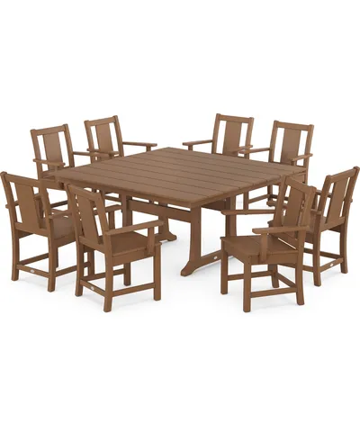 Polywood Prairie 9-Piece Square Farmhouse Dining Set with Trestle Legs