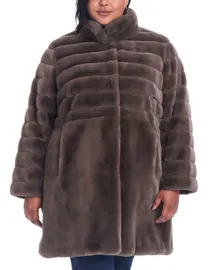 Jones new york faux fur coat with hood on sale