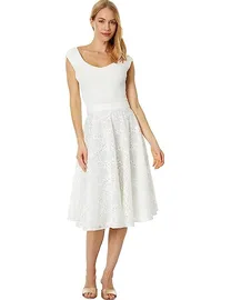 TED BAKER Loulah solid white cotton off shoulder popular lace trim dress sz 2 or S