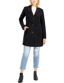 Maralyn Me Juniors Juniors' Single-Breasted Reefer Coat Black store Extra Large NWT